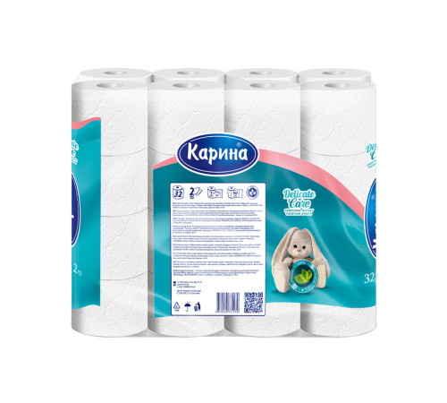Бумага туалетная "Delicate Care", 2-х слойная, 32 рулона в упаковке