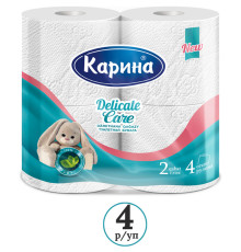 Бумага туалетная "Delicate Care", 2-х слойная, 4 рулонов в упаковке