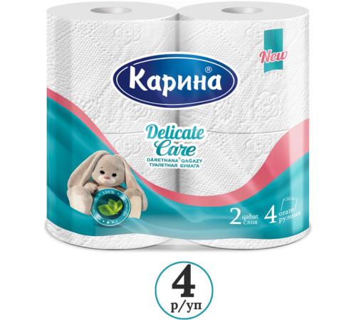 Бумага туалетная "Delicate Care", 2-х слойная, 4 рулонов в упаковке