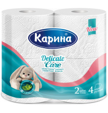 Бумага туалетная "Delicate Care", 2-х слойная, 4 рулонов в упаковке