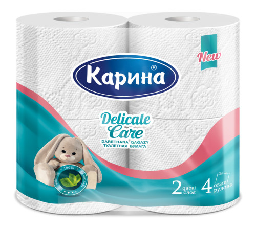 Бумага туалетная "Delicate Care", 2-х слойная, 4 рулонов в упаковке