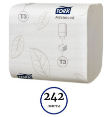 Бумага туалетная Tork "Advanced", листовая 11x19 см, 2-х слойная, 242 листа