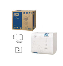 Бумага туалетная Tork "Advanced", листовая 11x19 см, 2-х слойная, 242 листа