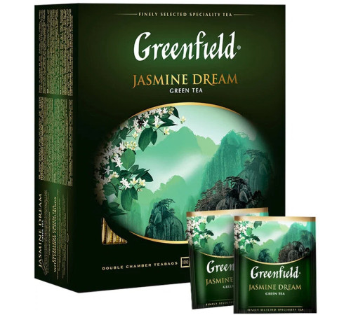 Чай Greenfield Jasmine Dream зеленый с жасмином, 100 пакетиков