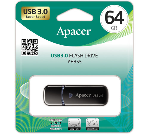 Флеш-память USB Apacer 64GB АH335B, черная