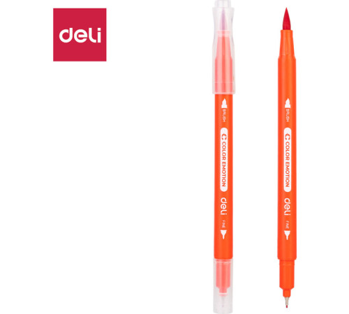 Фломастеры Deli "Color Emotion", 12 цветов, двусторонние, пластиковая упаковка