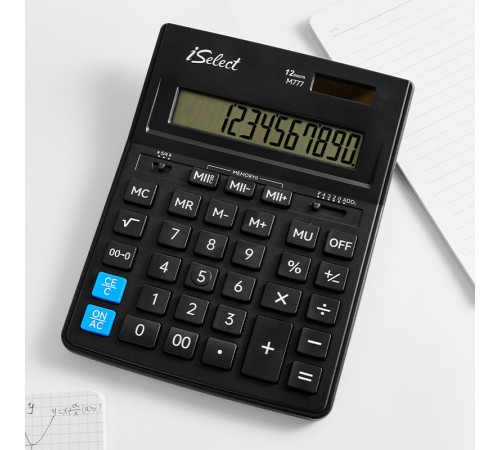 Калькулятор настольный DELI "i Select" "М777" 12 разрядный, 205,2х155,6х34,5 мм, черный