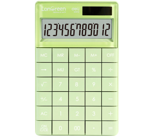 Калькулятор настольный DELI "LonGreen M412" 12 разрядный, 165х103х16 мм, зеленый Калькулятор настольный DELI "LonGreen M412" 12 разрядный, 165х103х16 мм, зеленый