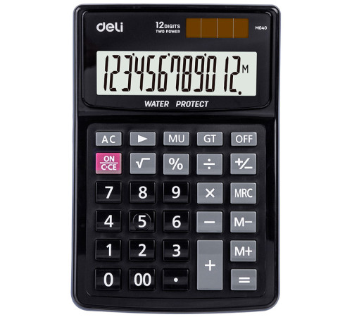 Калькулятор настольный DELI "М04031" 12 разрядный, 150х128х42 мм, черный