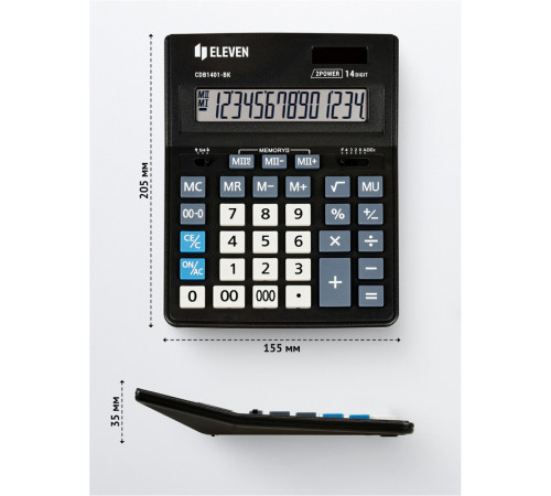Калькулятор настольный Eleven Business Line CDB1401-BK, 14 разрядов, 155х205х35мм, черный