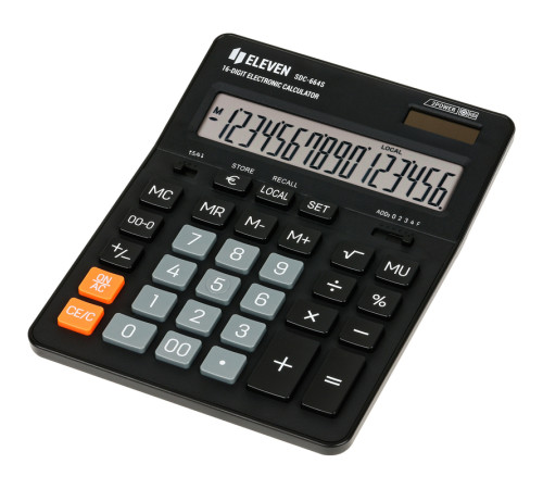 Калькулятор настольный Eleven SDC-664S, 16 разрядов, 155х205х36 мм, черный Калькулятор настольный Eleven SDC-664S, 16 разрядов, 155х205х36 мм, черный