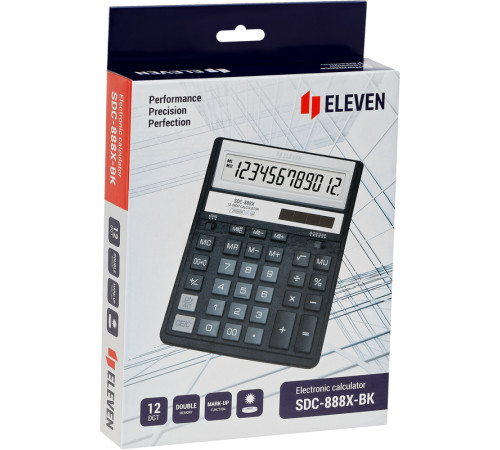 Калькулятор настольный Eleven SDC-888X-BK, 12 разрядов, 158*203*31мм, черный Калькулятор настольный Eleven SDC-888X-BK, 12 разрядов, 158*203*31мм, черный