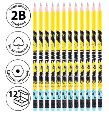 Карандаш DELI "Arti Graff" , 2В, шестигранный корпус, с ластиком, корпус ассорти