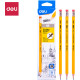 Карандаш DELI "Scribe", НВ, шестигранный корпус, дерево, с ластиком, желтый
