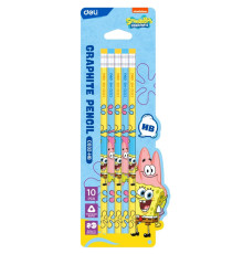 Карандаш  DELI "SpongeBob" НВ, с ластиком, трехгранный корпус