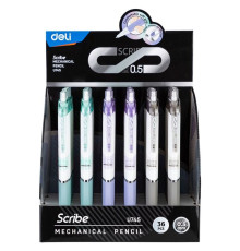 Карандаш механический DELI "Scribe", 0,5 мм, с ластиком, ассорти