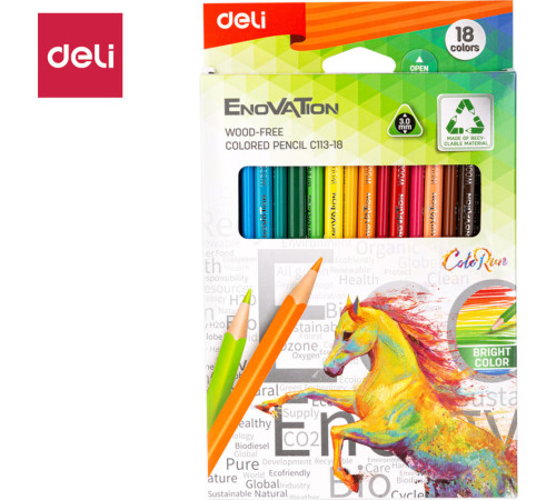 Карандаши цветные Deli "Enovation", 18 цвета, картон Карандаши цветные Deli "Enovation", 18 цвета, картон