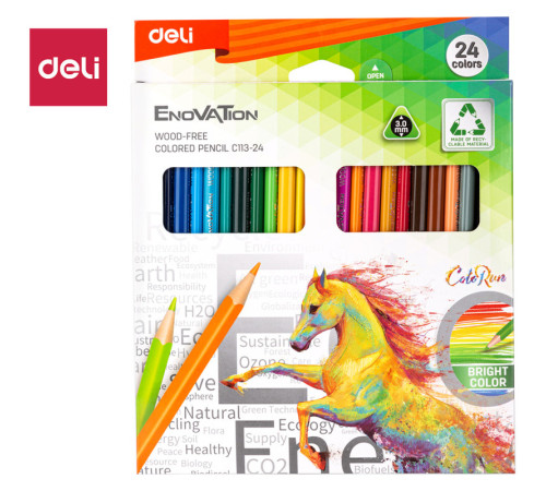 Карандаши цветные Deli "Enovation", 24 цвета, картон Карандаши цветные Deli "Enovation", 24 цвета, картон