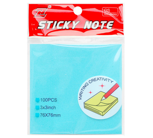 Клейкие листики "Sticky" 76 х 76 мм, голубые, 100 листов Клейкие листики "Sticky" 76 х 76 мм, голубые, 100 листов