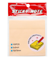 Клейкие листики "Sticky" 76 х 76 мм, оранжевые, 100 листов