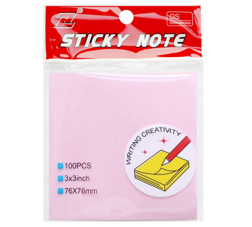 Клейкие листики "Sticky" 76 х 76 мм, розовые, 100 листов Клейкие листики "Sticky" 76 х 76 мм, розовые, 100 листов