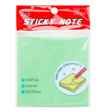 Клейкие листики "Sticky" 76 х 76 мм, зеленые, 100 листов