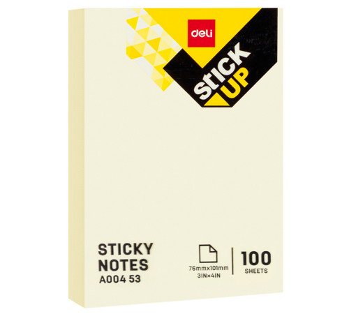 Клейкие листки DELI "Stick Up", 76 х101 мм, желтые, 100 листов Клейкие листки DELI "Stick Up", 76 х101 мм, желтые, 100 листов