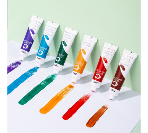 Краски акриловые DELI "Color Emotion" художественные, глянцевые, 12 цветов по 12 мл., картон