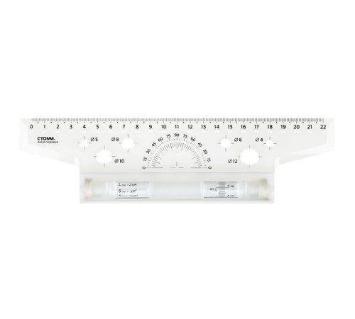 Линейка-рейсшина СТАММ 22 см, пластиковый ролик