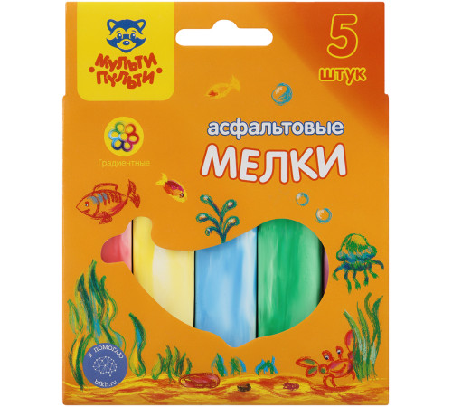 Мел градиентный для асфальта Мульти-Пульти, 5 цв., картонная коробка Мел градиентный для асфальта Мульти-Пульти, 5 цв., картонная коробка