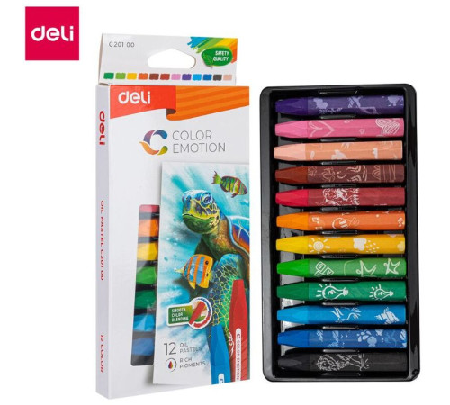 Мелки восковые Deli "Color Emotion", пастельные, масляные, 12 цветов, картон Мелки восковые Deli "Color Emotion", пастельные, масляные, 12 цветов, картон