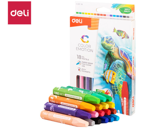 Мелки восковые Deli "Color Emotion", пастельные, масляные, 18 цветов, картон Мелки восковые Deli "Color Emotion", пастельные, масляные, 18 цветов, картон