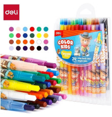 Мелки восковые Deli"Color Kids", с поворотным механизмом, 24 цветов, блистер