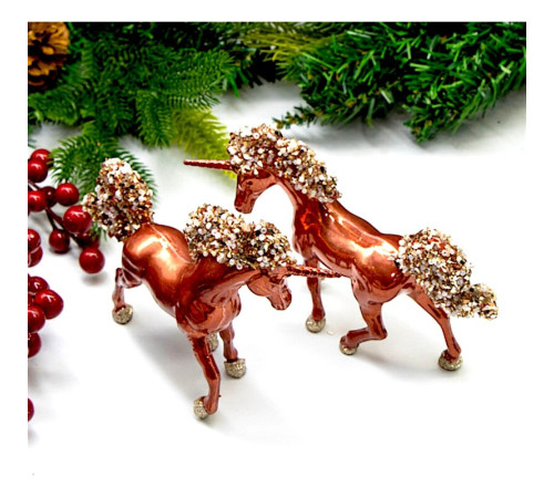 Набор ёлочных игрушек "Бронзовый Единорог",  15х11см, 2шт/уп