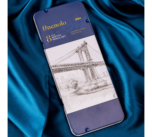 Набор карандашей ч/г DELI "Finenolo" 8 шт., 2H-8B, заточен., метал. пенал