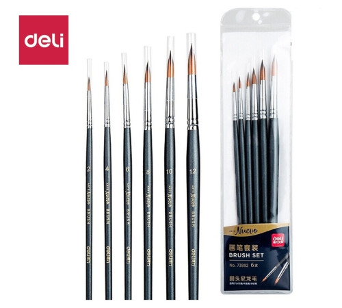 Набор кистей DELI "Arte Nuevo", нейлон 6 штуки в уп., №2, 4, 6, 8, 10, 12 Набор кистей DELI "Arte Nuevo", нейлон 6 штуки в уп., №2, 4, 6, 8, 10, 12