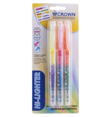 Набор текстовыделителей двухсторонних Crown "Multi Hi-Lighter Twin" 3 шт., 6 цв., 3/2 мм, блистер