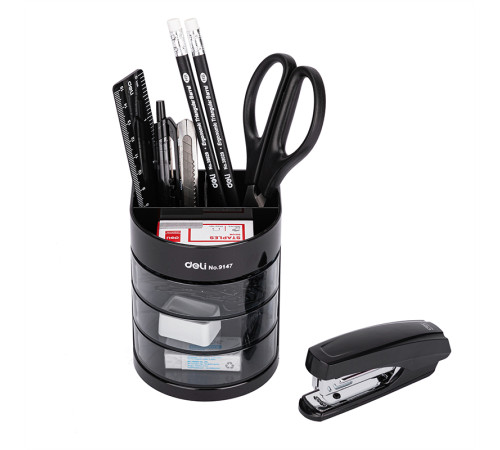 Настольный набор DELI "E38253", 12 предметов, черный