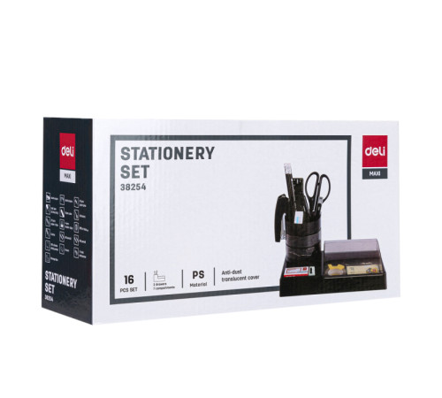 Настольный набор DELI "E38254", 16 предметов, черный