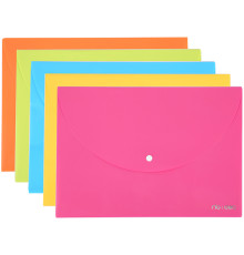Папка-конверт на кнопке DELI "RIO" однотон, А4, 0,18 мм, ассорти