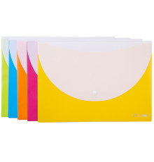 Папка-конверт на кнопке DELI с карманом, А4, 0,18 мм, ассорти