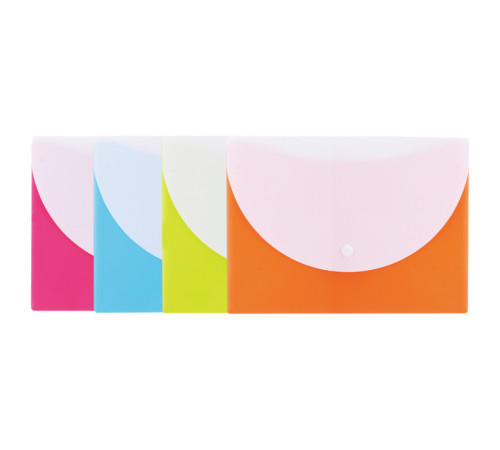 Папка-конверт на кнопке DELI с карманом, А5, 0,18 мм, ассорти