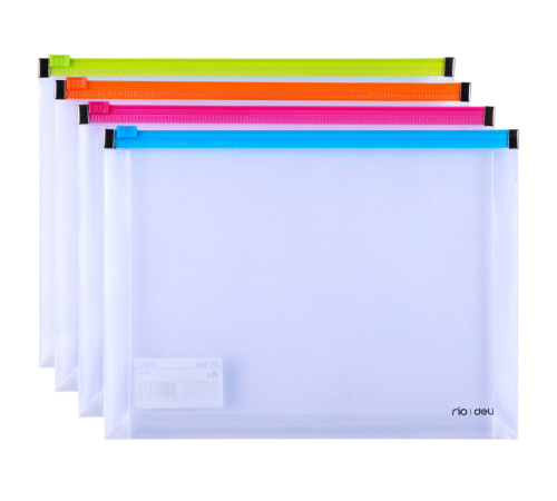 Папка-конверт на молнии Deli, А5, 0,18 мм, ассорти