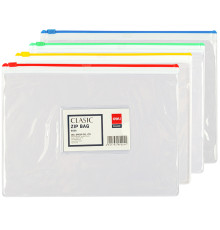 Папка-конверт на молнии Deli, А5, 180 мкм, ассорти