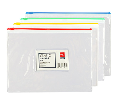 Папка-конверт на молнии Deli, А5, 180 мкм, ассорти