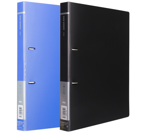 Папка на 2-х кольцах DELI, пластиковая 0,95 мм, корешок 2,8 см, ассорти