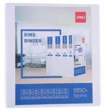 Папка на 4-х кольцах DELI, презентационная, диаметр колец 76 мм, белая