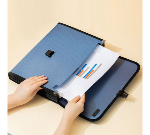 Папка-портфель DELI, с ручкой 13 отделений, ассорти