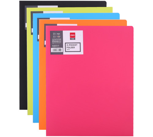 Папка-уголок Deli, А4, 2 кармана, 400 мкм, ассорти