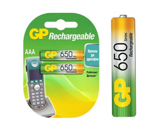 Аккумулятор GP ААА (мизинчиковые) 650 mAh (2 шт/упак)